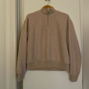 TOP SHOP- Sherpa Fleece Pullover Sweater Sweatshirt 1/4 zip ivory NWOT